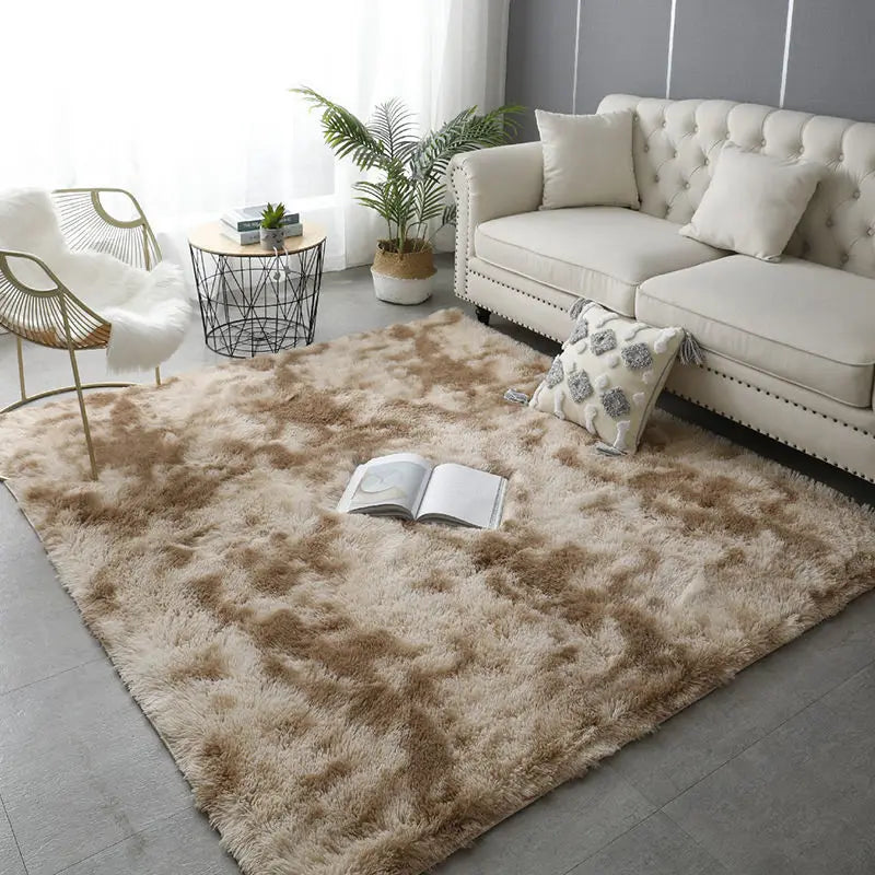 Rakks Tie Dye Silk Plush Geometric Living Room Rug 100 Percent Polyester Pile Ultra Soft-A