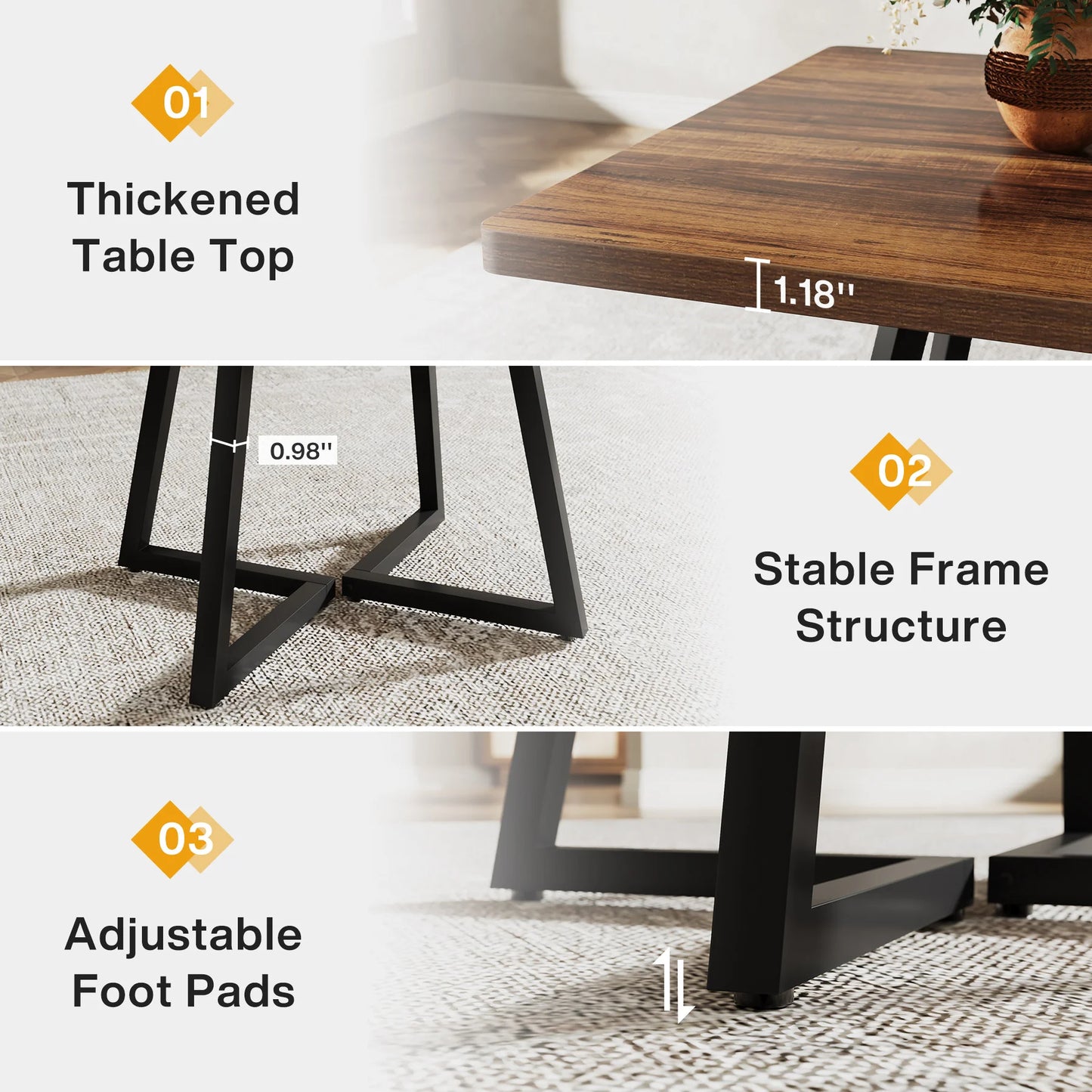 Tribesigns Industrial Wood Top Dining Table With Metal Base Square Rustic Chic Kitchen Table 2 To 4 Seats-A
