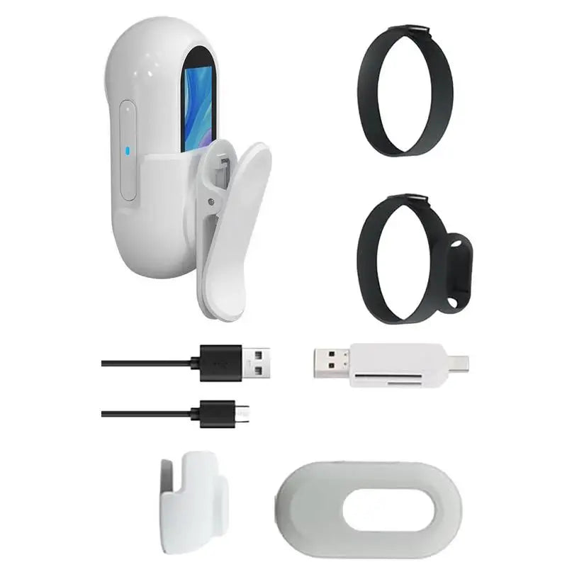 Pet Collar Camera HD 1080p Mini With Screen For Outdoor Recording Built In 0.96 Inch LCD-A