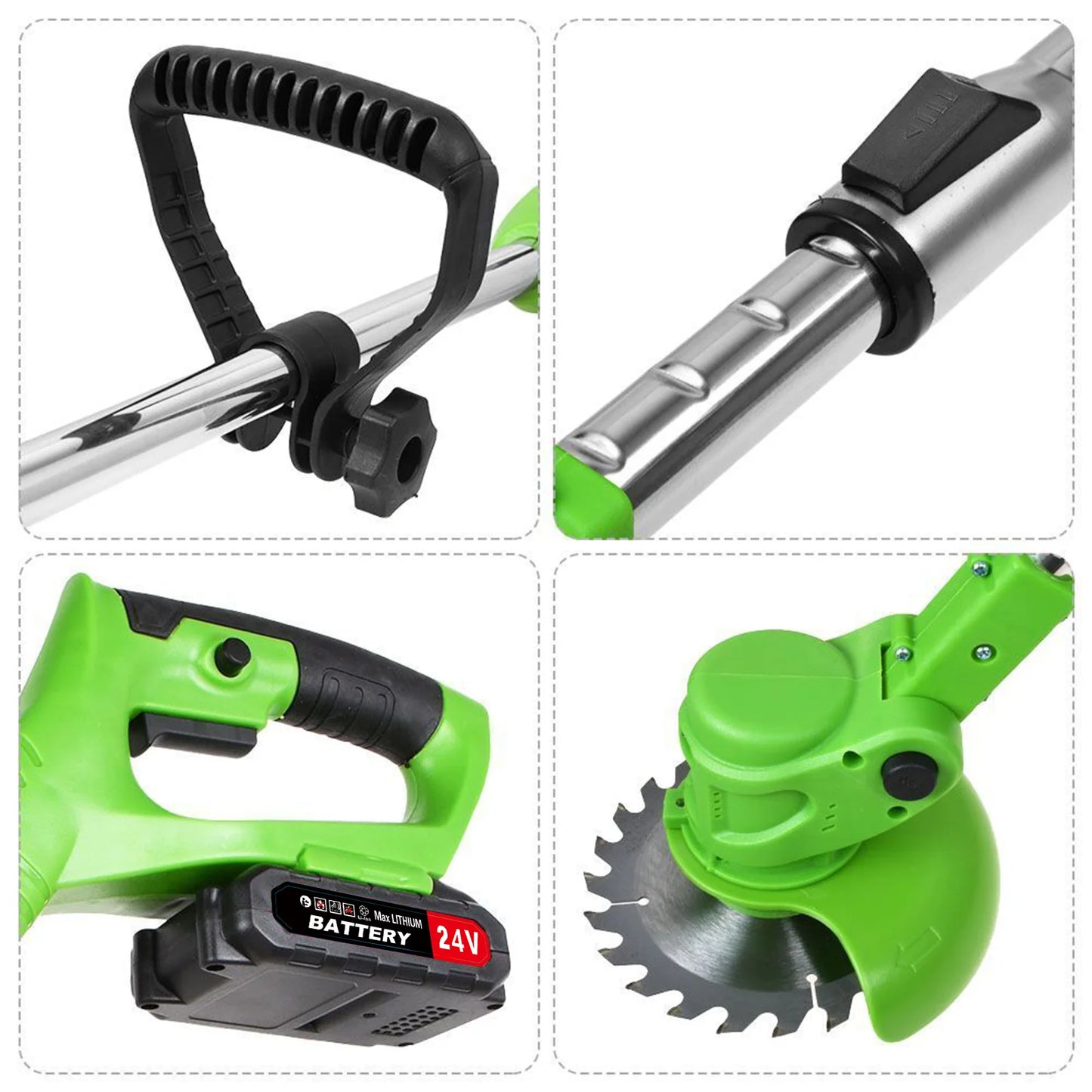 Cordless 2 In 1 Weed Trimmer With Dual 24V Lithium Batteries And Fast Charger Included-A