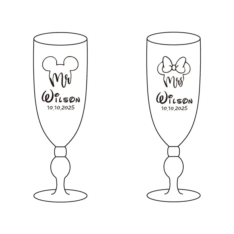 Personalized Wedding Champagne Flutes Set Of 2 With Custom Laser Engraving Gift For Bride And Groom-A