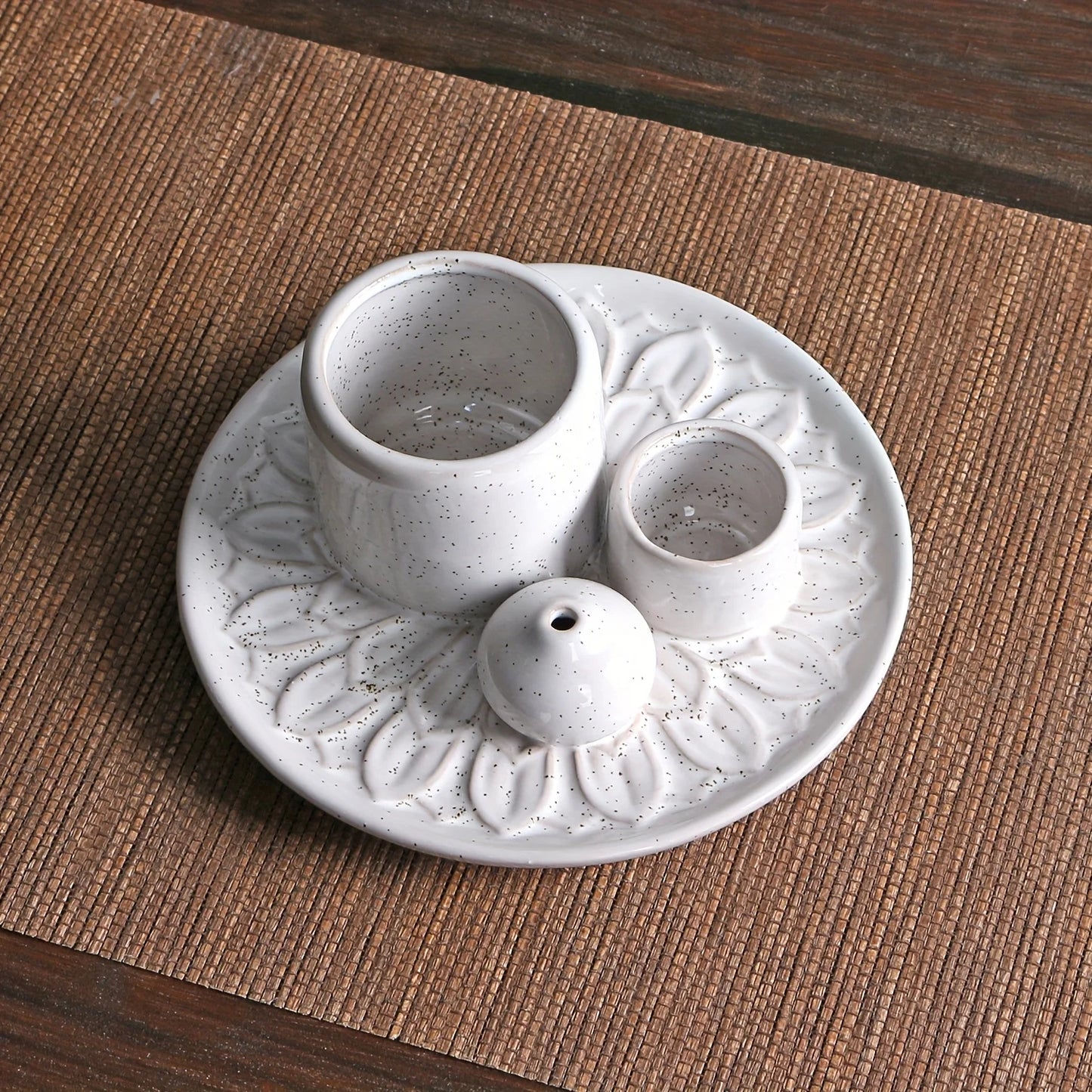Ceramic Four In One Incense Holder For Yoga Meditation Relaxation Aromatherapy For Mindful Practices-A
