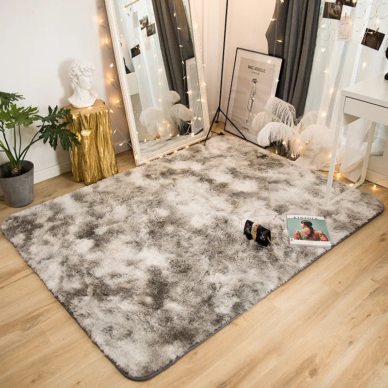 Rakks Tie Dye Silk Plush Geometric Living Room Rug 100 Percent Polyester Pile Ultra Soft-A