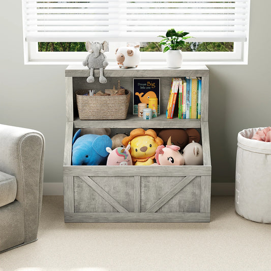 Wooden Kids Bookshelf Toy Storage Organizer Cubby Unit