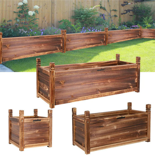 Wooden Raised Flower Bed Planter for Indoor Outdoor Gardens