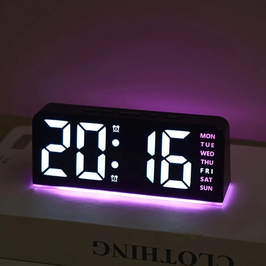 Digital LED Alarm Clock With Time Temperature Display Night Light Snooze