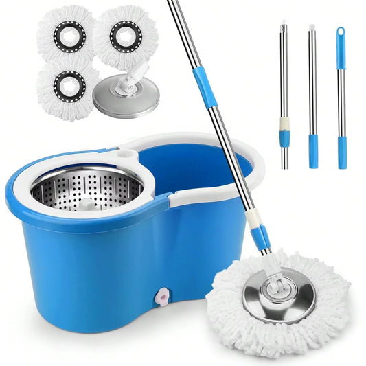 DIAMRI Heavy Duty Spin Mop And Bucket Set With Microfiber