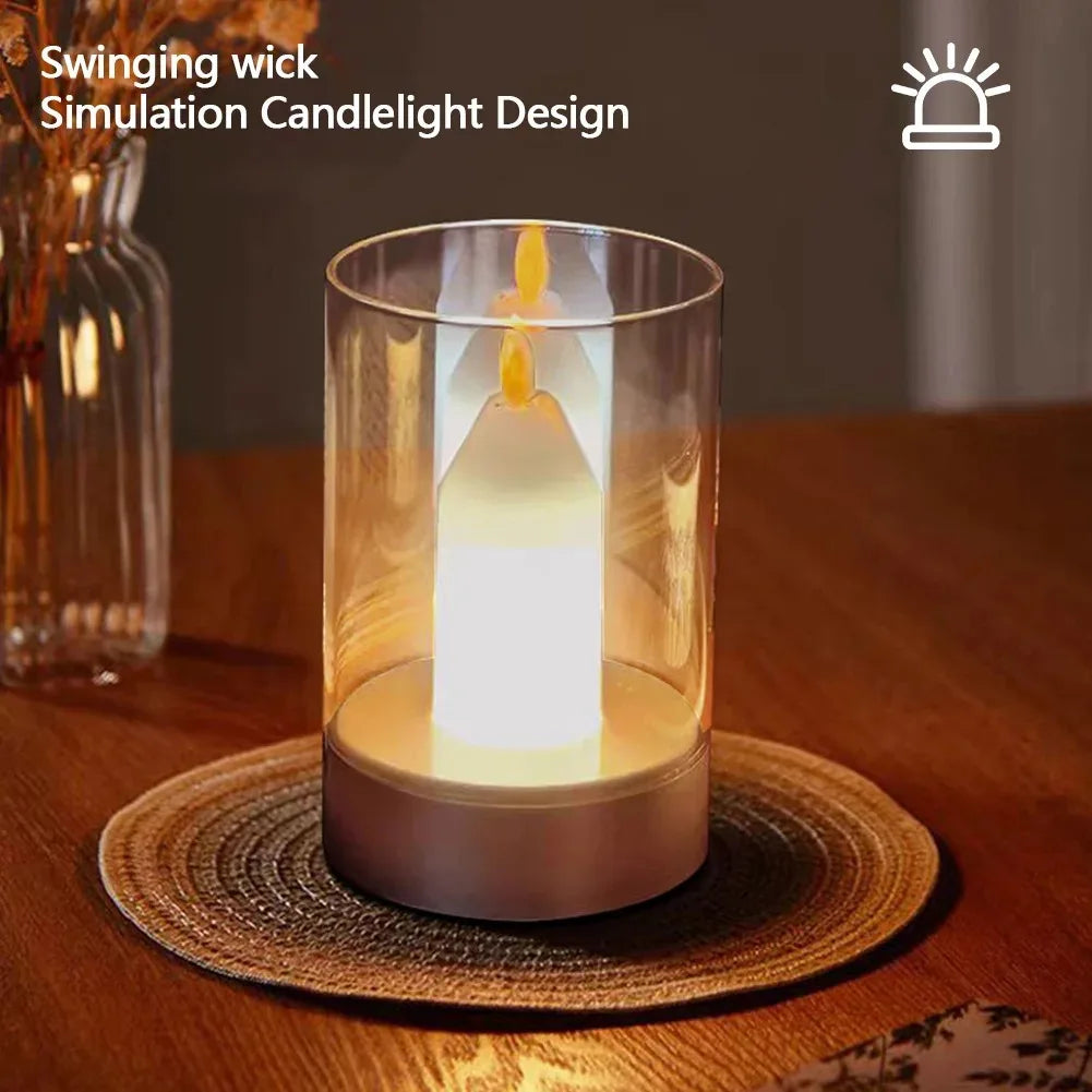 Rechargeable LED Flameless Candle Night Light With Manual Sensor Lamp
