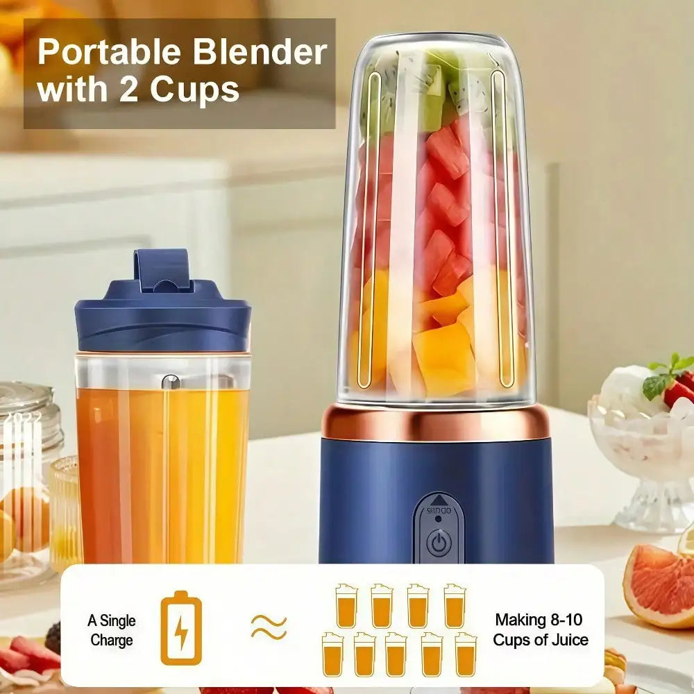 Portable Dual Cup Juicer Blender USB Rechargeable On The Go Blender For Smoothies And Iced Coffee-A