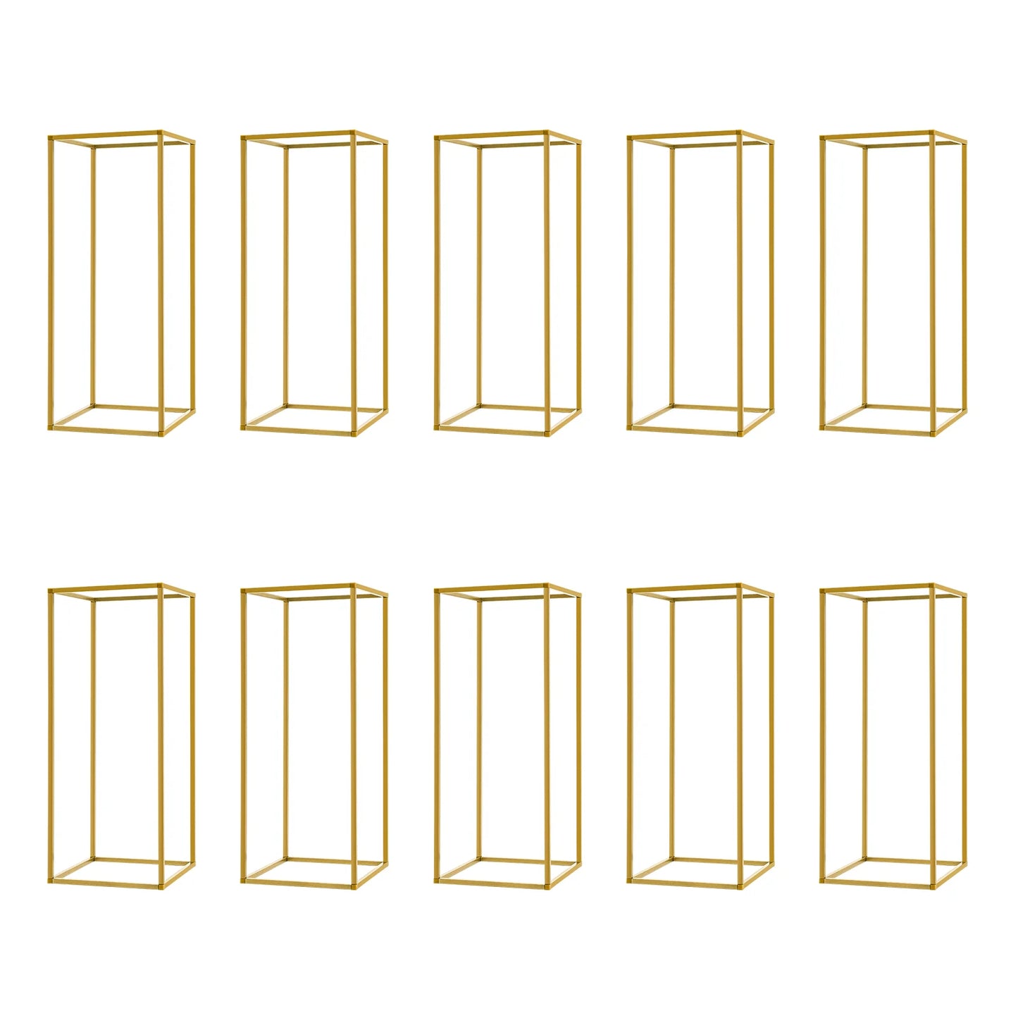 Gold Metal Flower Stand Set Of 10 Tall Geometric Centerpieces For Weddings Perfect For Tables And Reception Decor-A