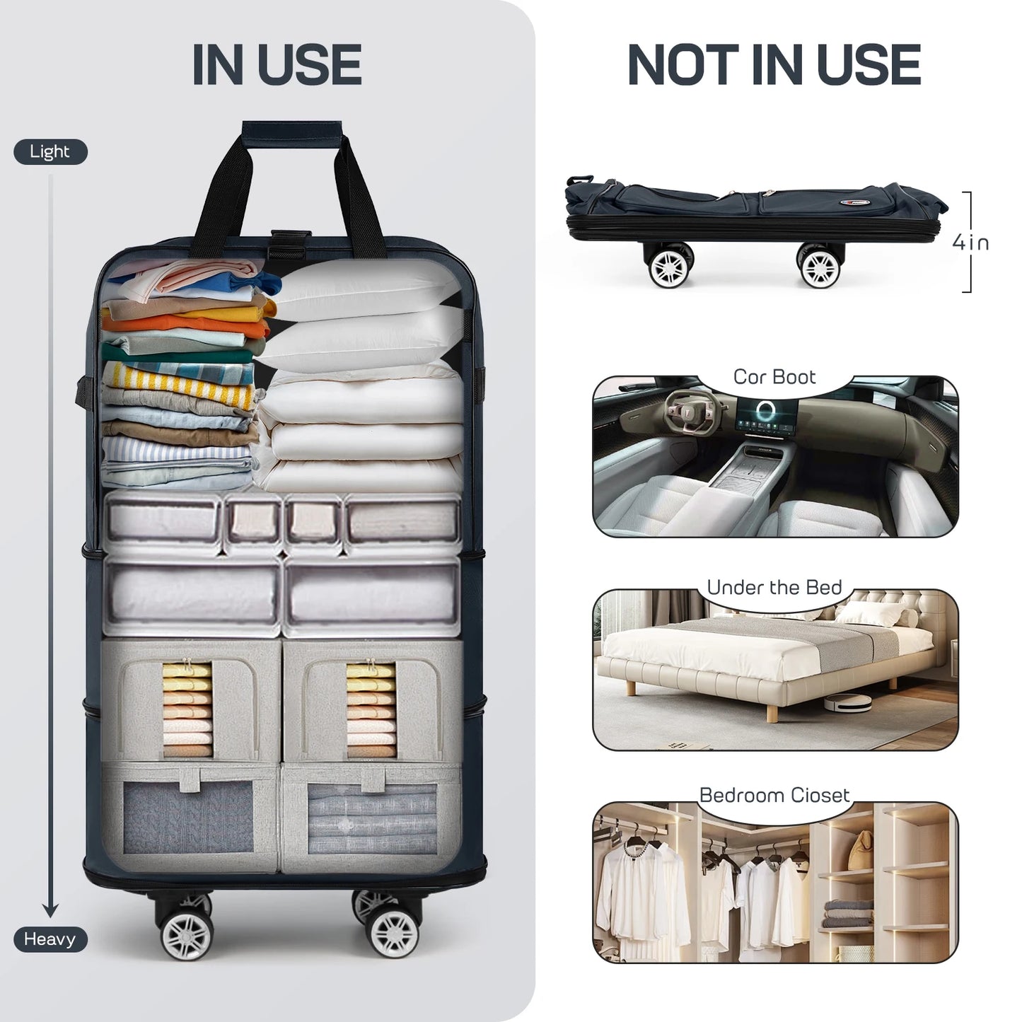 New York XPress Foldable Expandable Travel Luggage Bag Water Resistant Lightweight Durable Travel Companion-A