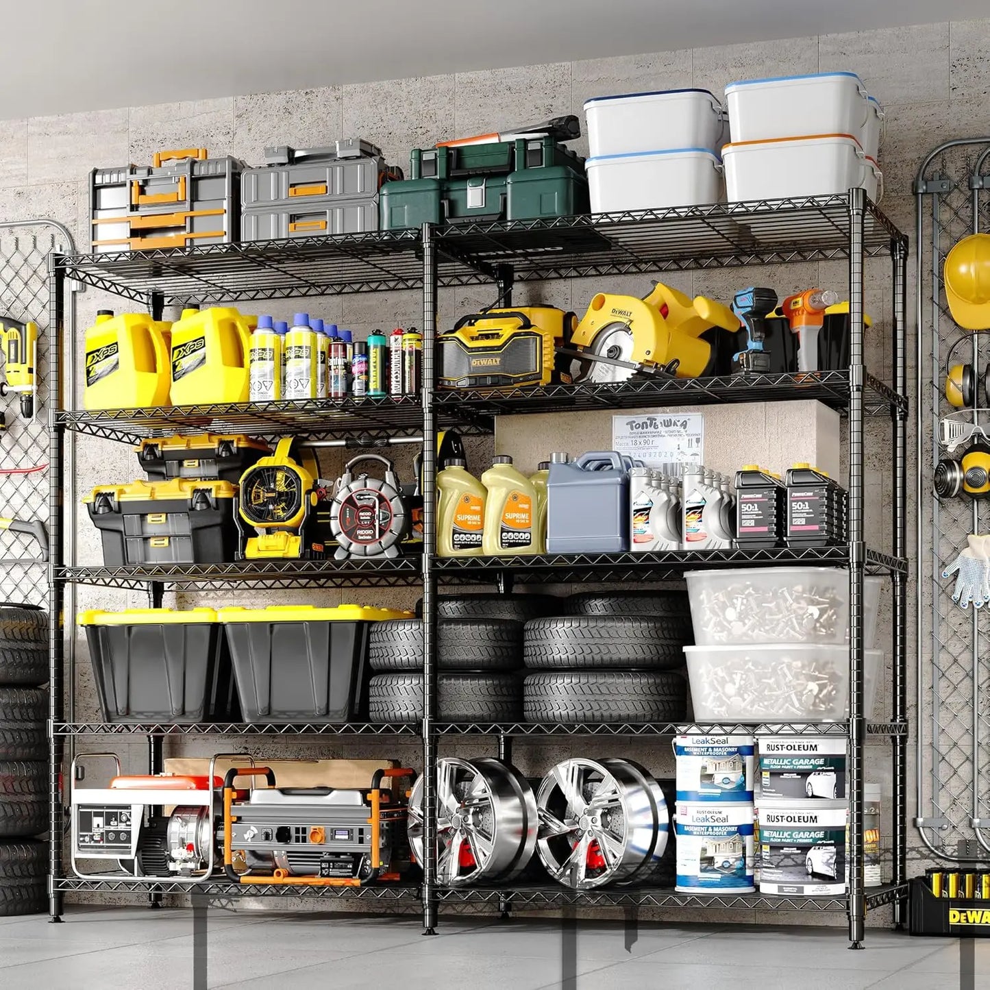 Twister CK Heavy Duty Metal Shelving Unit Five Tier Storage Adjustable L Shaped Layout For Garage And Workshop-A