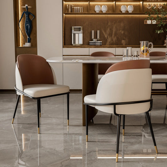 Modern Faux Leather Dining Chairs Two Pack Upholstered Wood Back