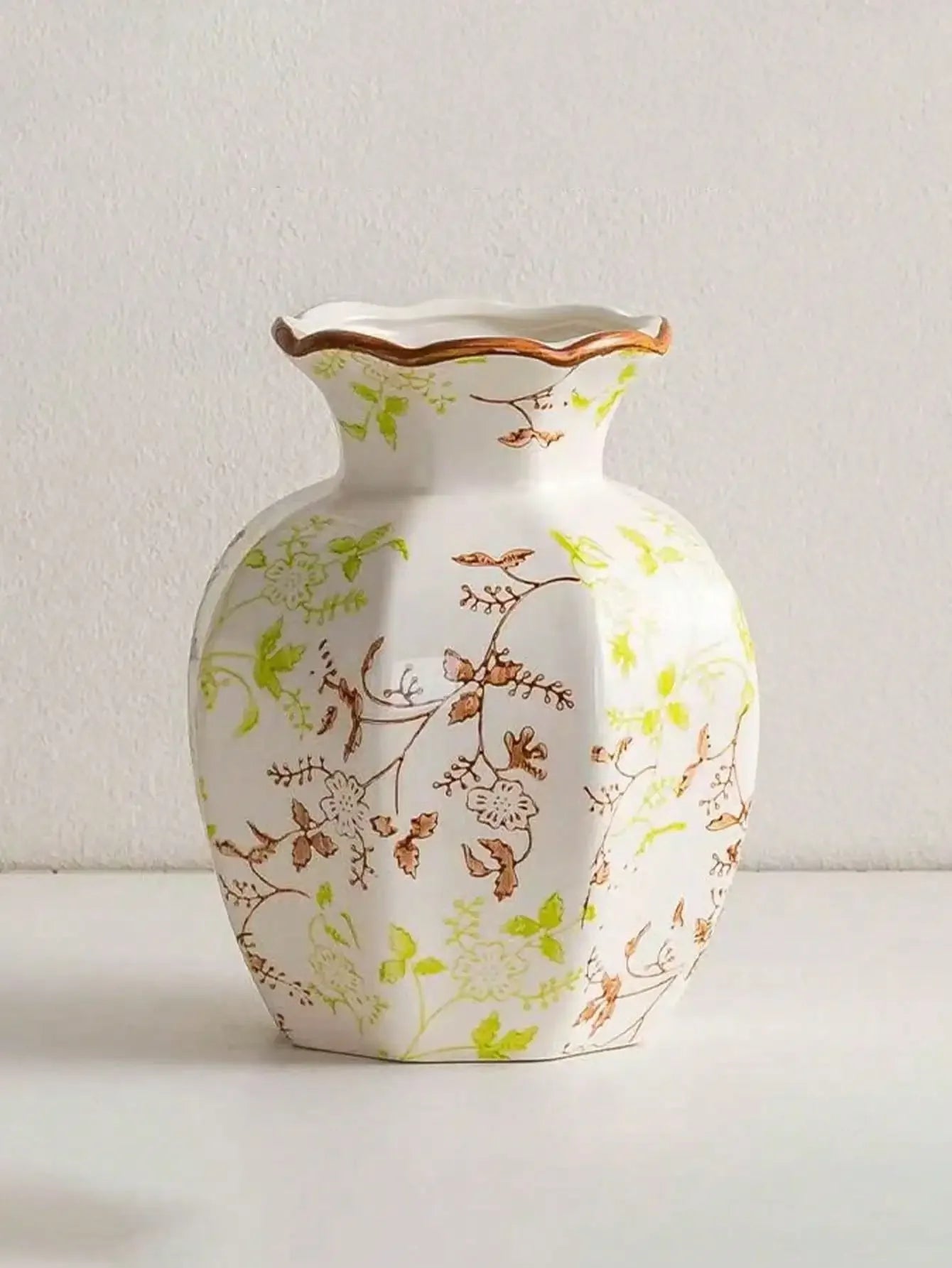 Porcelain Vase Chinese Retro Floral Decor For Living Room Multicolor Glaze Elegant Vintage Accent-A
