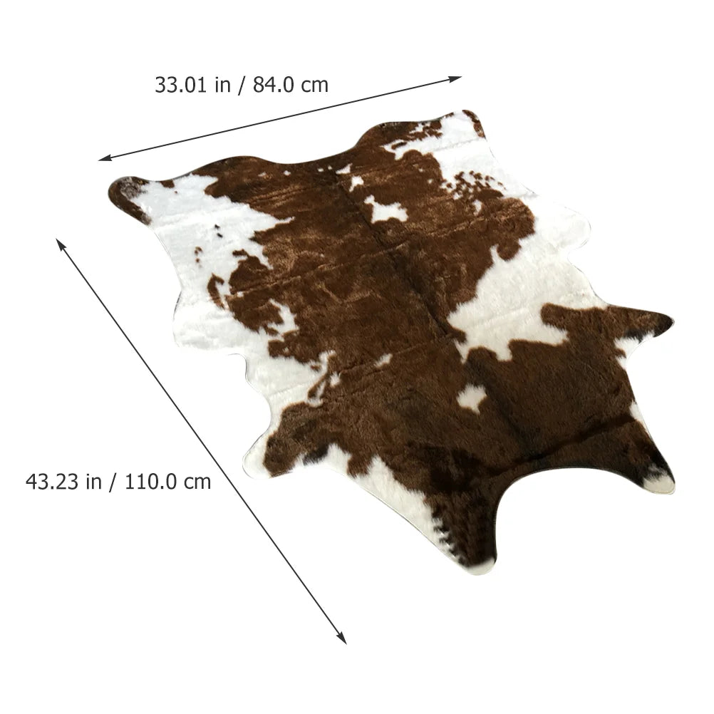 Brown Cow Pattern Area Rug For Living Room Soft Durable Carpet Adds Cozy Comfort-A