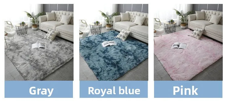 Rakks Tie Dye Silk Plush Geometric Living Room Rug 100 Percent Polyester Pile Ultra Soft-A