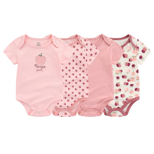 Cartoon 4Piece Summer Cotton Jumpsuit Set For Boys And Girls