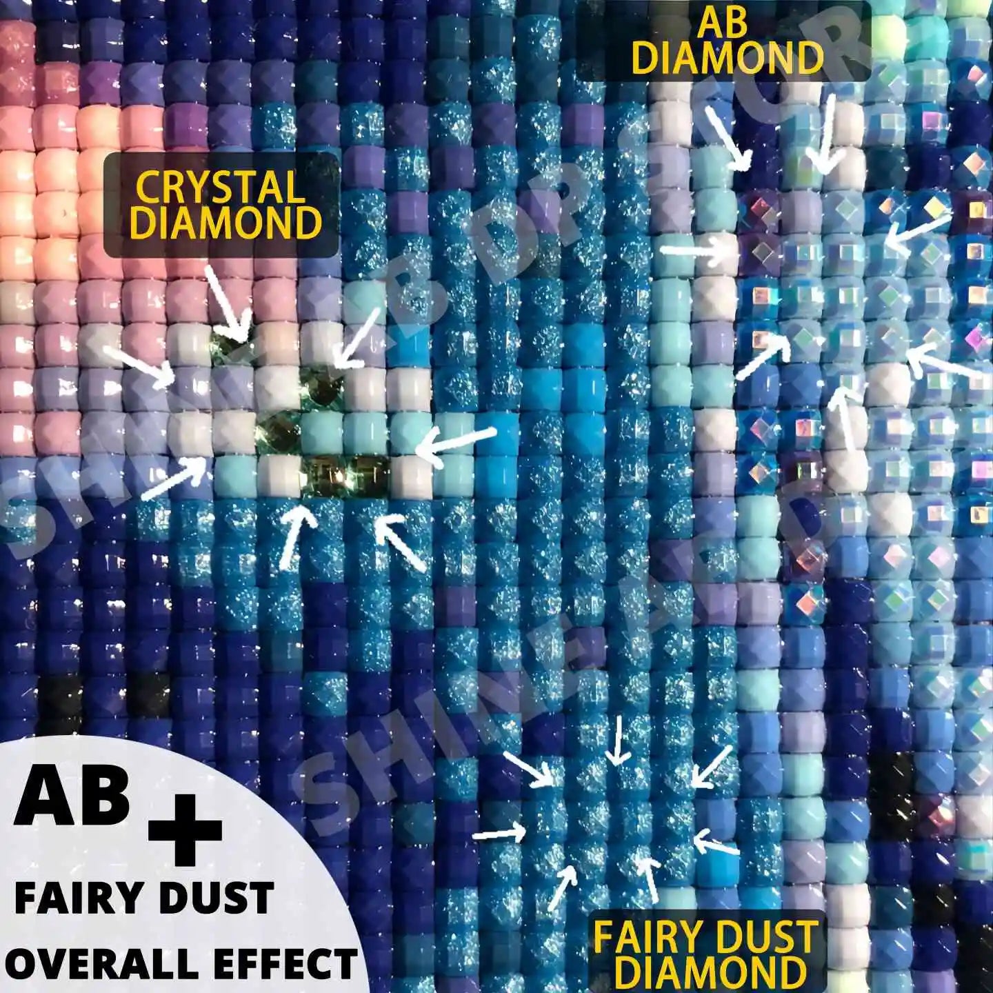 Potdemiel Resin AB Fairy Dust 5D Diamond Painting Kit A Light Up Full Drill Canvas With Color Shifting Sparkle-A