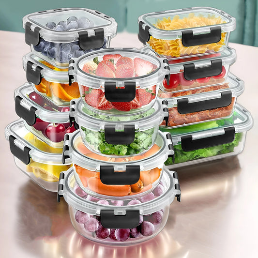 Glass Meal Prep Containers 12pc Airtight Bento Boxes Microwave Oven