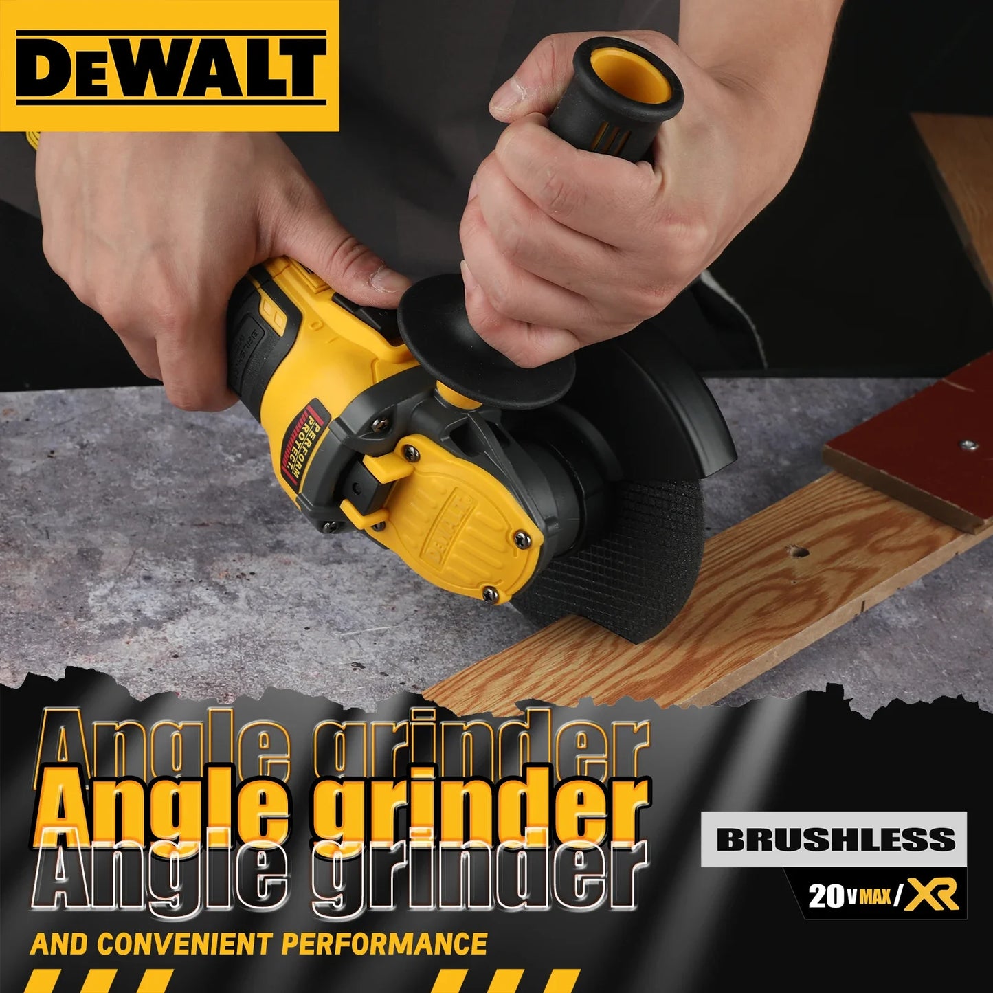 DEWALT DCG409 20V Brushless Flat Head Angle Grinder Cordless With Battery Included-A