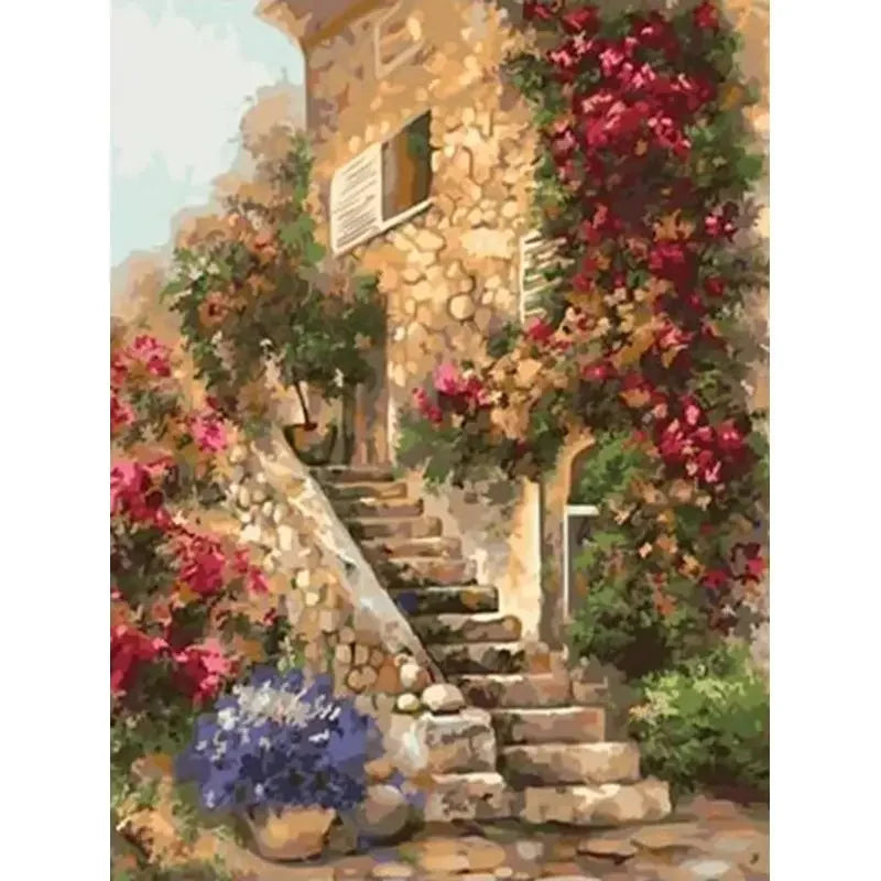 Fairy Dust Resin 5D Diamond Painting Kit Town Full Square Drill Velvet Canvas With Dense Coverage-A