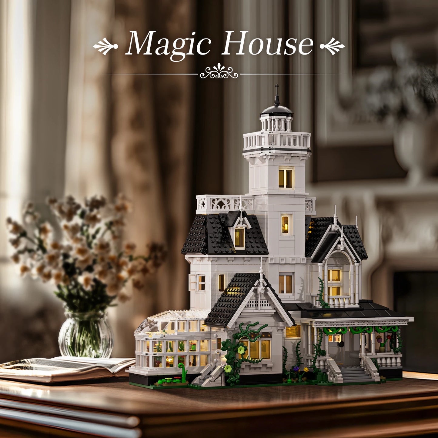 Magic House Building Set Owens House LED Light Victorian Mansion For Home Decor Accent-A