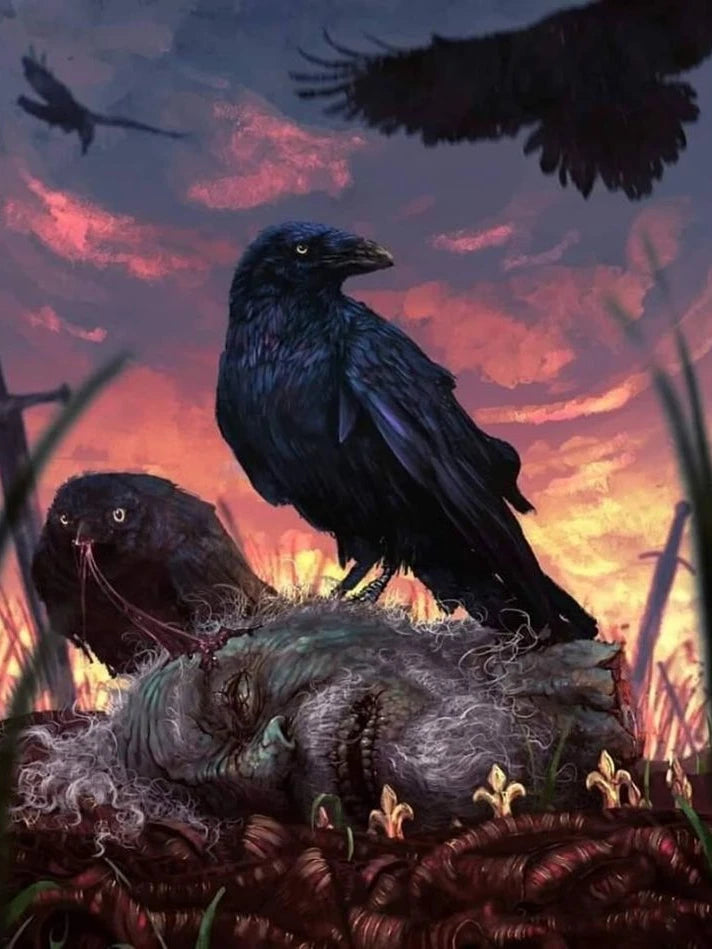 Skull And Crow 5D Diamond Painting Mural DIY Wall Decor Full Coverage With 30 To 45 Color Range-A