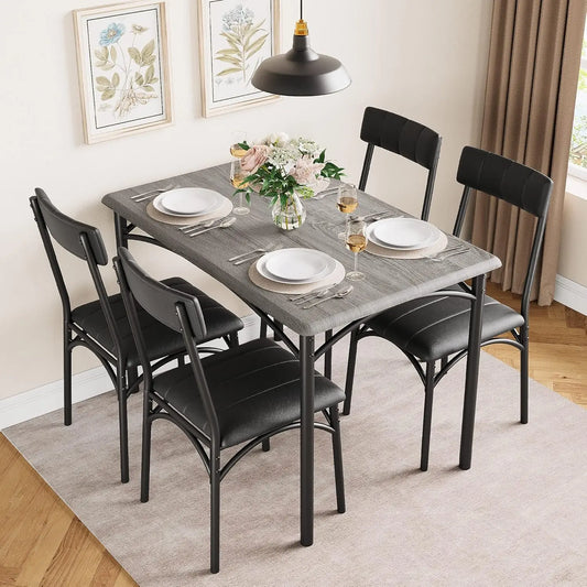 TWISTER.CK Modern Dining Table Set For 4 With Upholstered Chairs