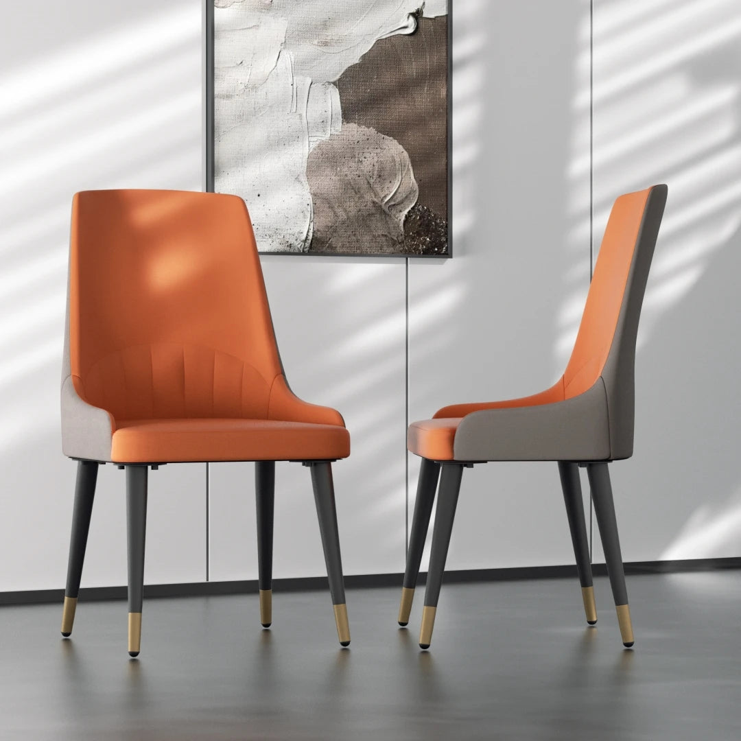 Luvodi Luxury Microfiber Leather Dining Chairs Set A With High Back 43 Cm And Lion Knocker Accent-A