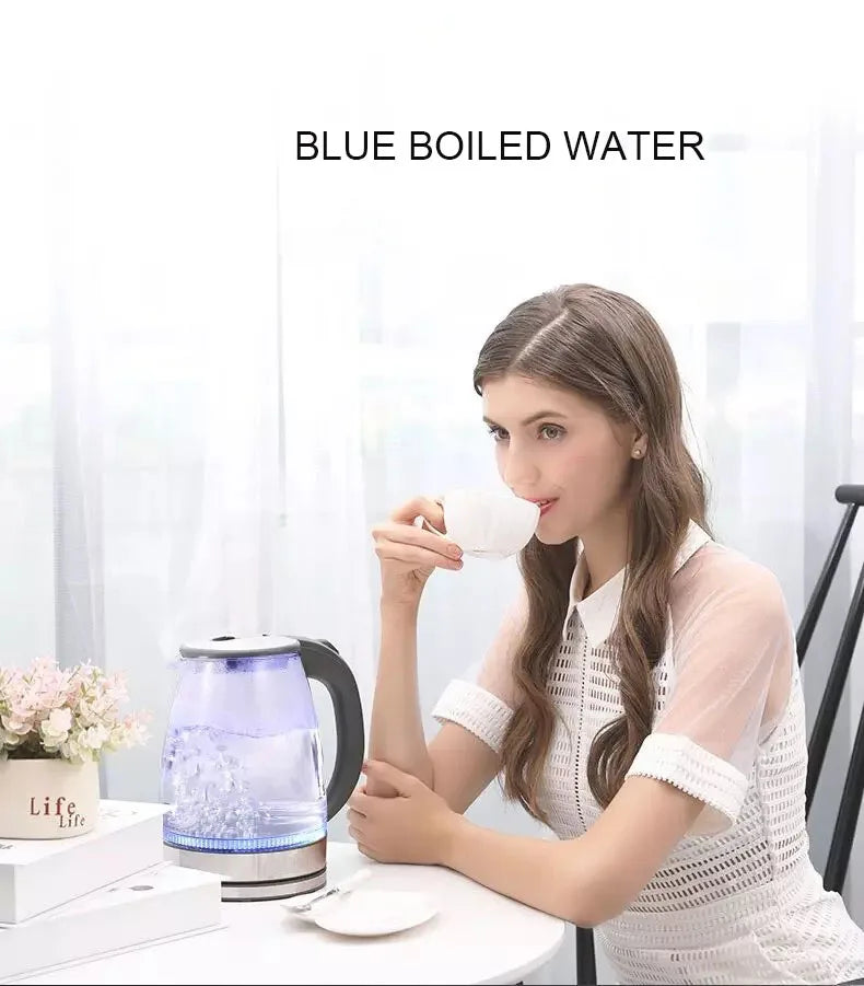 Diamri Cordless Glass Kettle 2L With LED Indicator Whisper Quiet Boil Borosilicate Glass Water Kettle-A