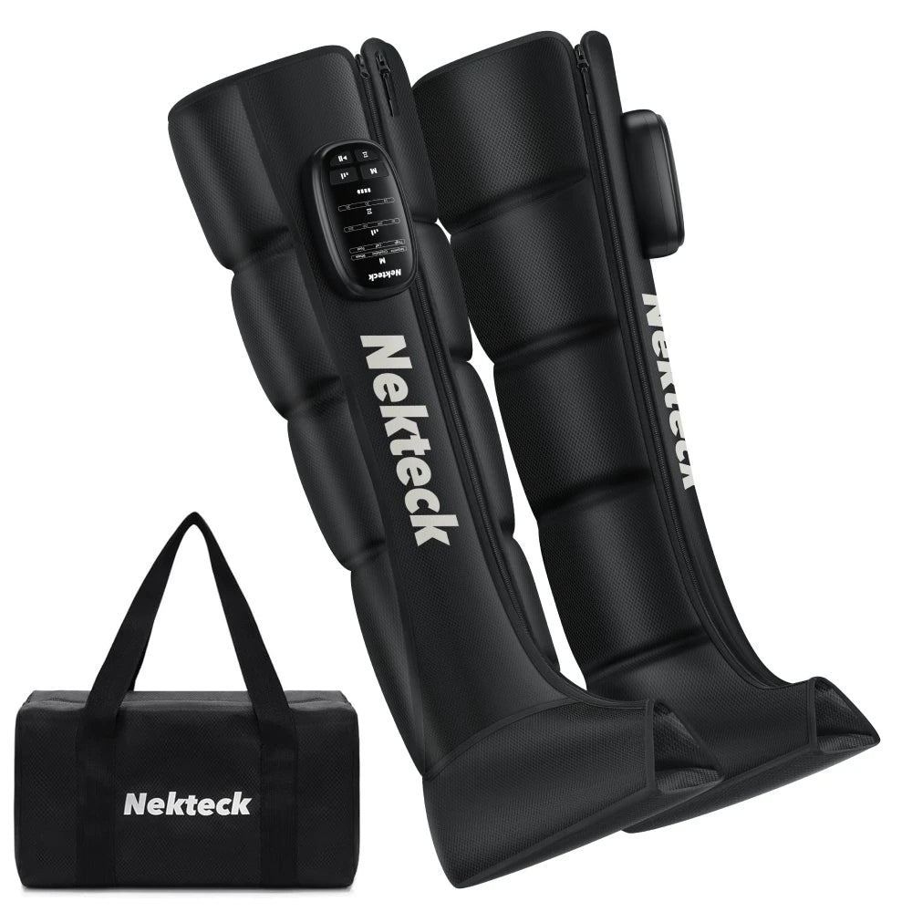 Nekteck Cordless Air Pressure Leg Massager With Four Chamber Foot Boots Kneading And Travel Storage Bag-A