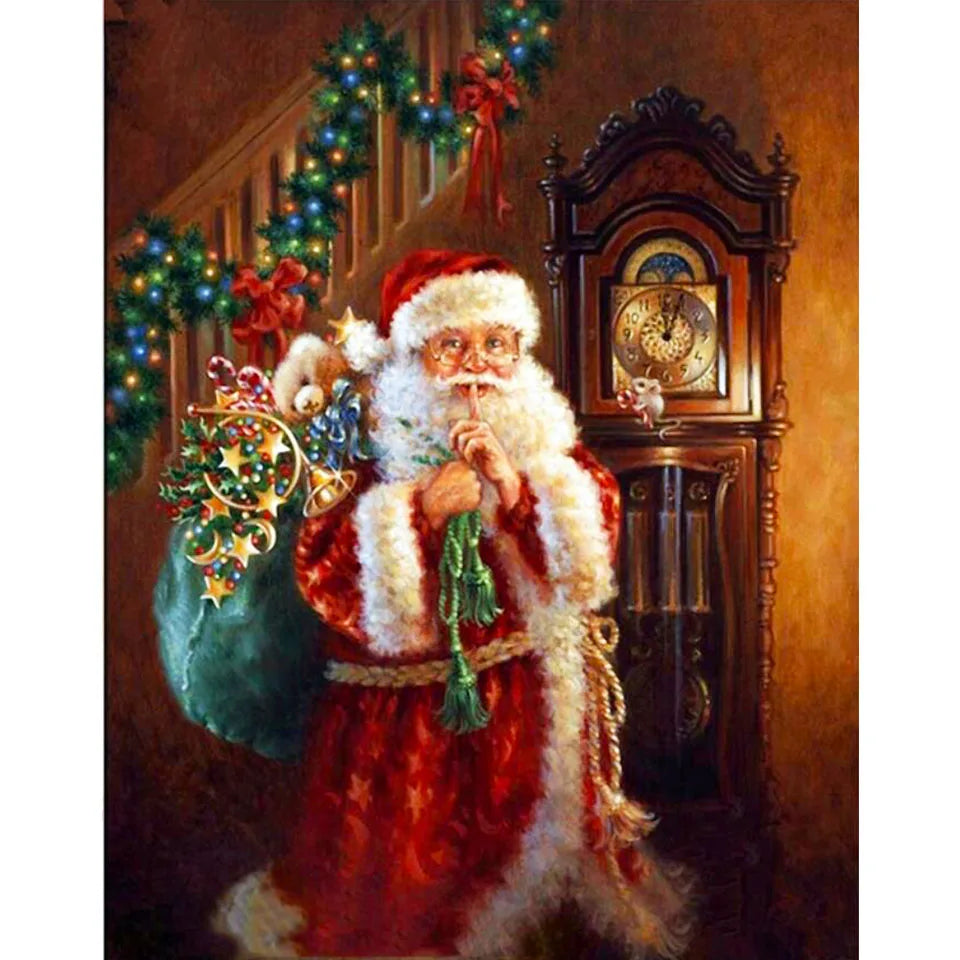Nianhua 5D Diamond Painting Santa Claus Mosaic Kit Christmas A Full Drill Canvas With Square Or Round Drills-A