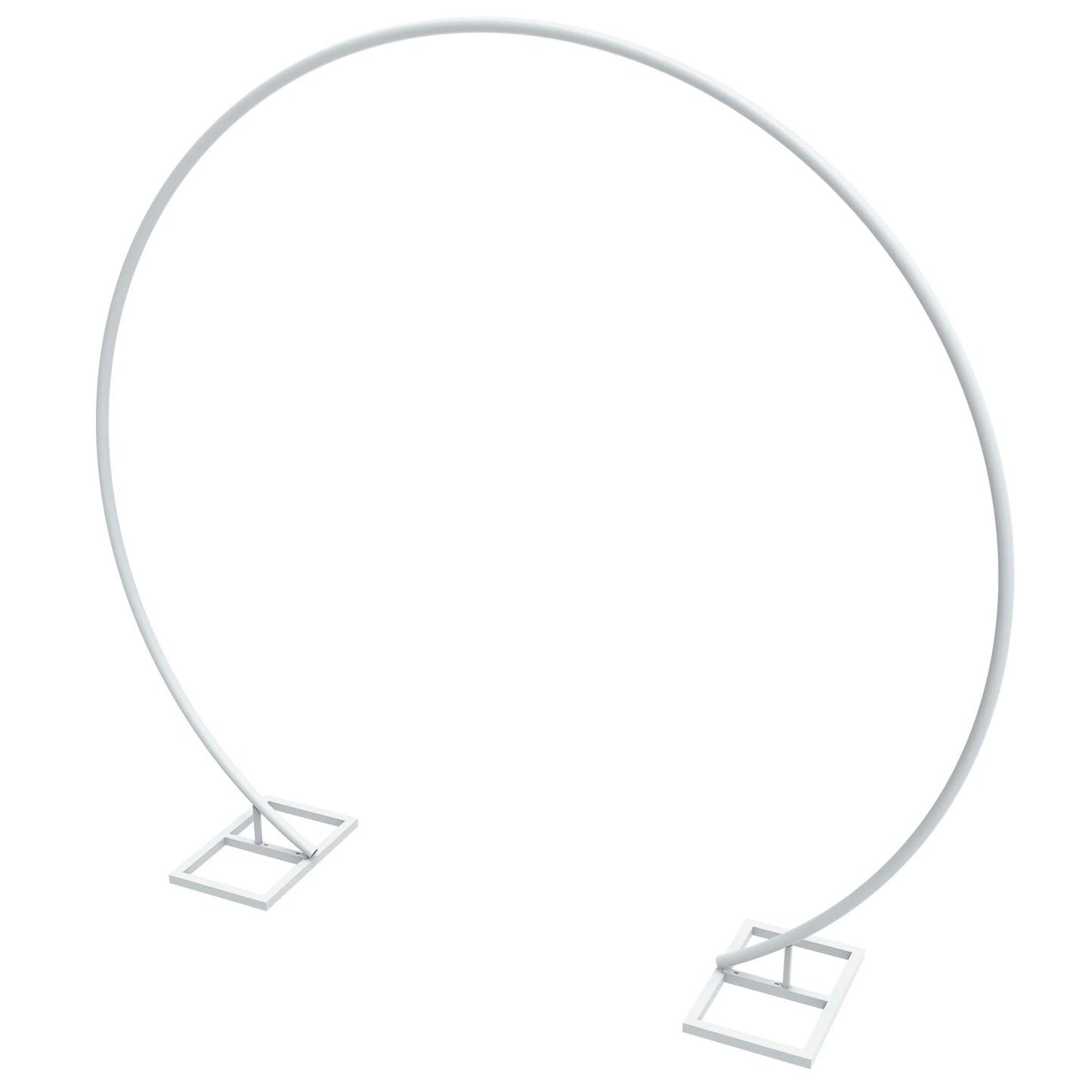 Round Iron Wedding Arch Backdrop Stand White Wrought Iron Metal Frame For Ceremony And Photo Backdrop Rust Resistant-A