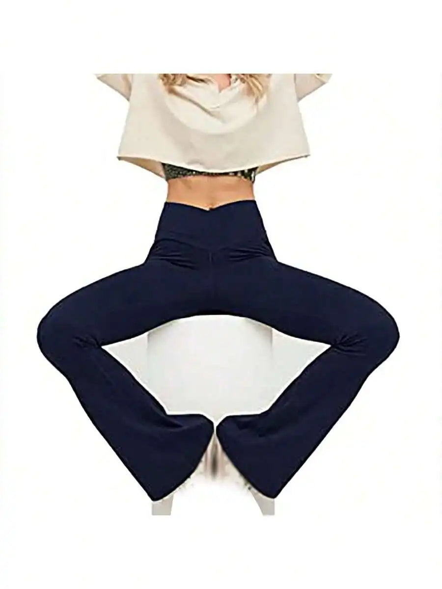 Womens High Waisted Flare Yoga Pants Wide Leg Workout Leggings