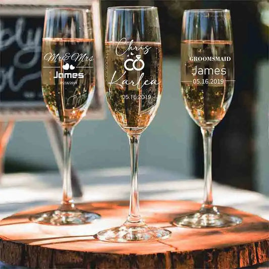 Personalized Wedding Champagne Flute With Custom Laser Engraving Gift