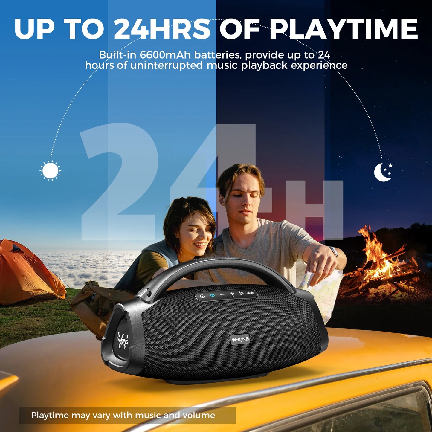W King X20S Bluetooth Speaker With Strap IPX7 Waterproof 140W RMS Five Driver System Outdoor-A