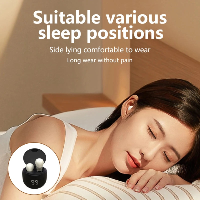 SHUKE Sleep Headphones Wireless Bluetooth Earbuds With Mic Noise Reduction For Comfortable Side Sleeping-A