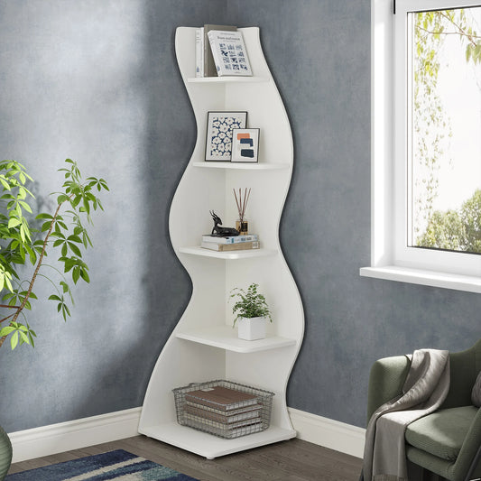 Tribesigns 5-Tier Corner Shelf Wall Organizer Bookcase Plant Stand