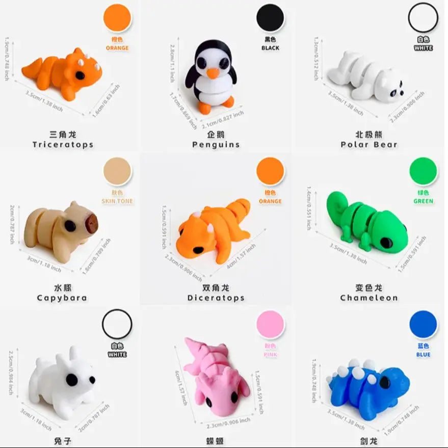 3D Printed Mini Animal Figures Set For Home Decor Gifts