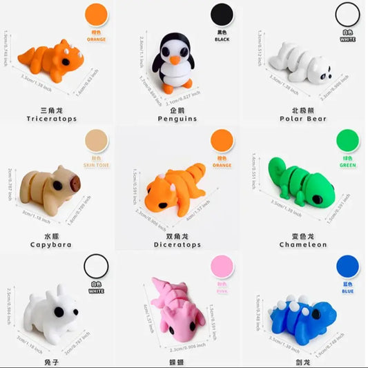 3D Printed Mini Animal Figures Set For Home Decor Gifts