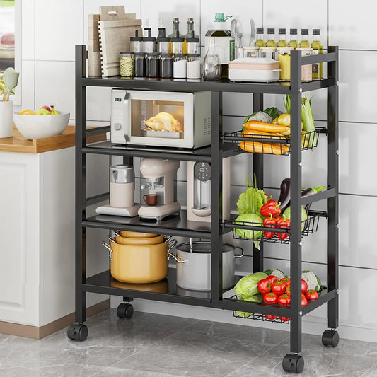 Removable Cabinet Storage Rack With Four Metal Shelves For Kitchen