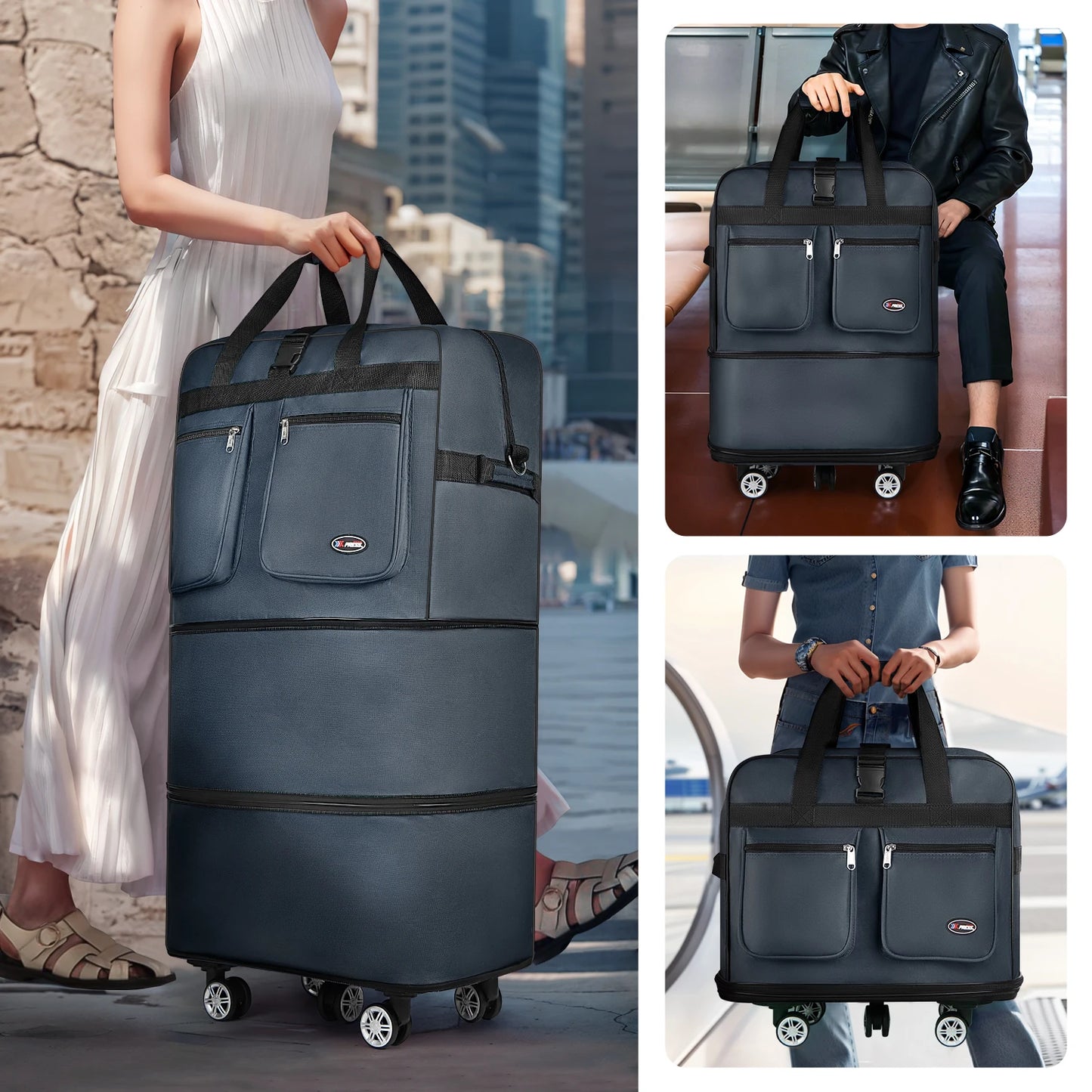 New York XPress Foldable Expandable Travel Luggage Bag Water Resistant Lightweight Durable Travel Companion-A