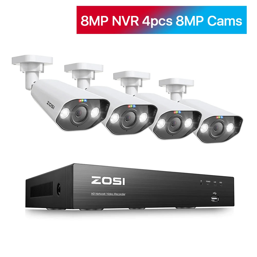 ZOSI 8CH POE Surveillance Kit With 4K Outdoor IP Cameras