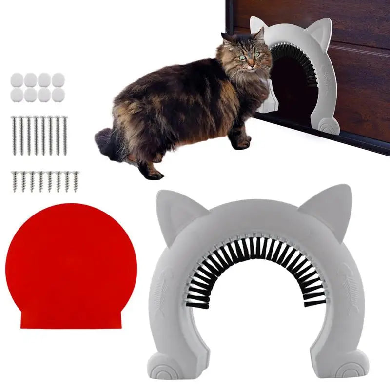ABS Pet Door Gate With Brush For Cat And Dog Training Auto Self Closing Weather Resistant Pet Barrier-A