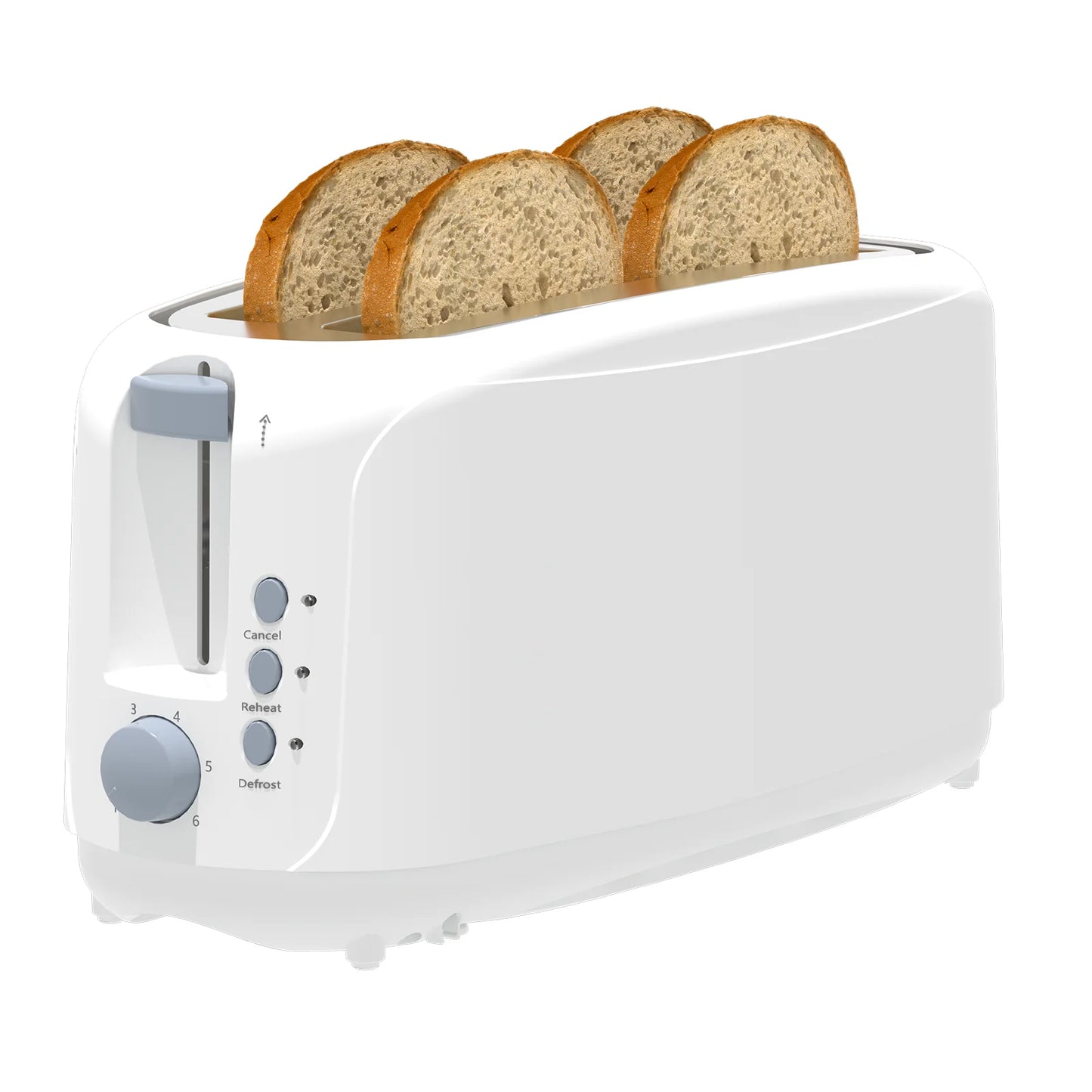 YUKOOL Extra Long Slot Toaster with 6 Browning Levels Defrost Reheat and Space Saving Design for Four Slices-A