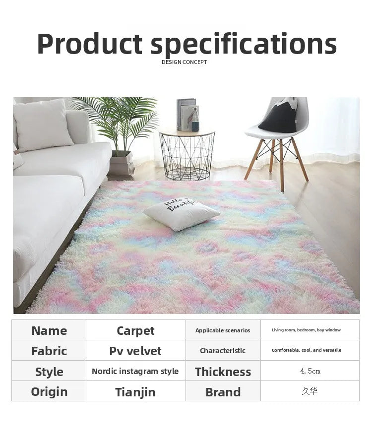 Rakks Tie Dye Silk Plush Geometric Living Room Rug 100 Percent Polyester Pile Ultra Soft-A