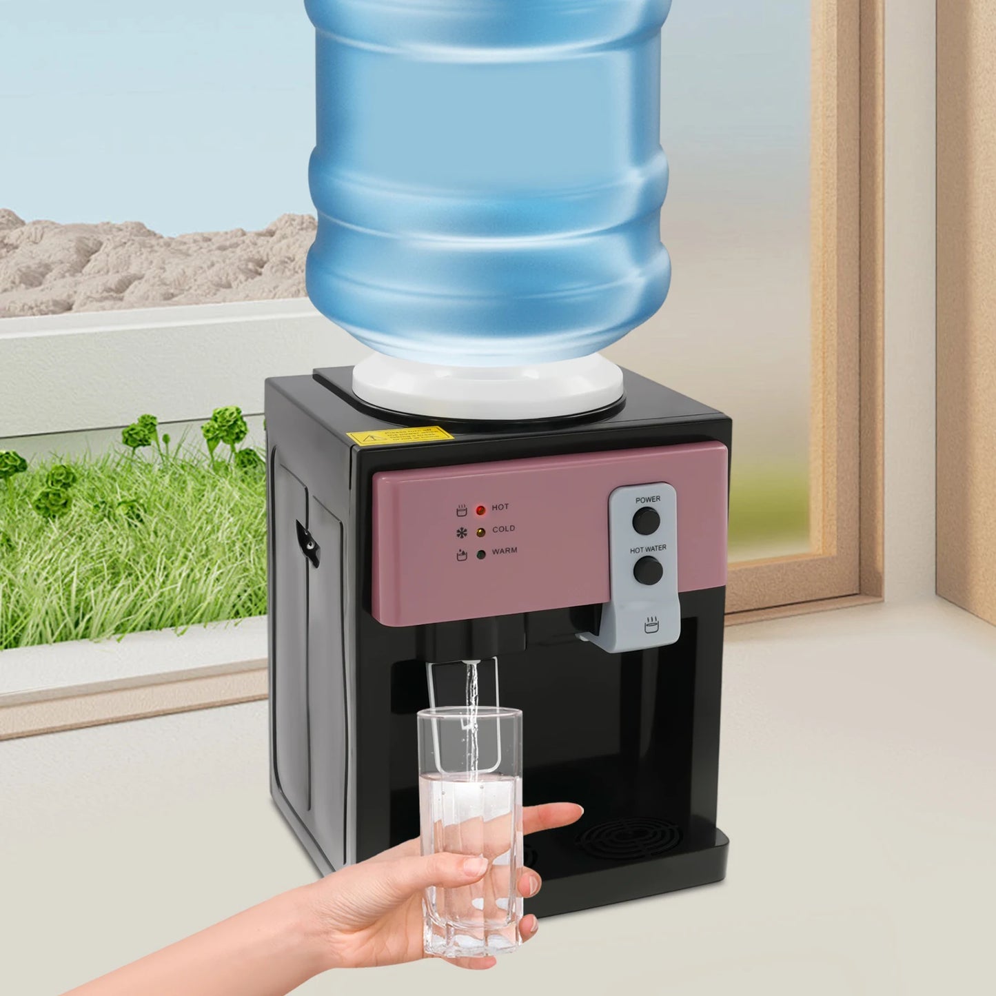 HS 09 Hot Cold Desktop Water Dispenser With Detachable Reservoir And Stainless Steel Liner For Home Office-A