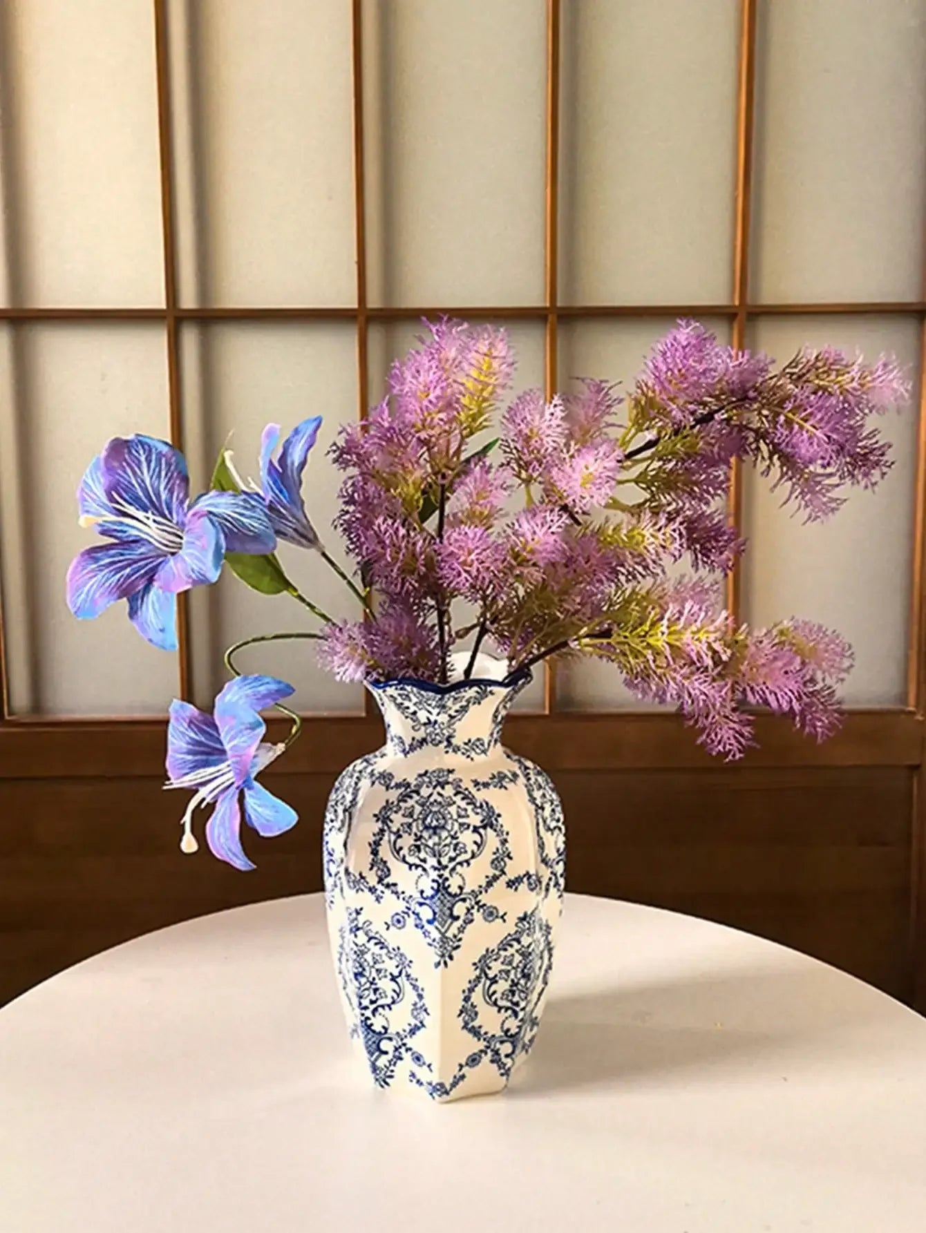 Porcelain Vase Chinese Retro Floral Decor For Living Room Multicolor Glaze Elegant Vintage Accent-A