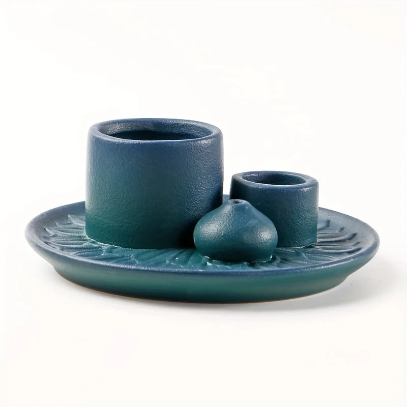 Ceramic Four In One Incense Holder For Yoga Meditation Relaxation Aromatherapy For Mindful Practices-A