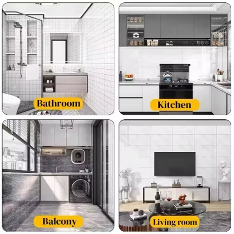 Marble Foam Tile Self Adhesive Wallpaper For Walls And Bathrooms Peel And Stick PVC Vinyl Moisture Resistant-A